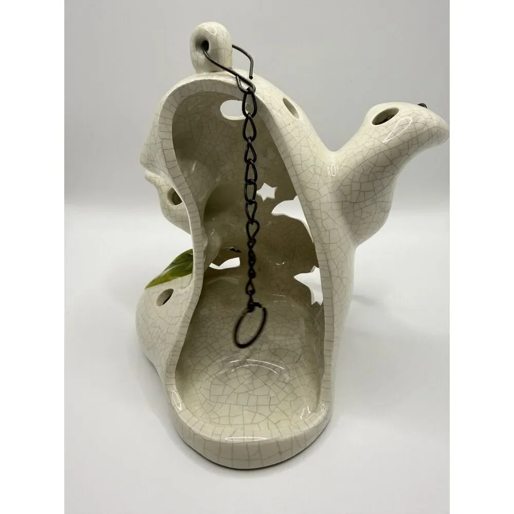 Vintage Ceramic Halloween Ghost Candle Holder Hanging Lantern Chain Pumpkins Set